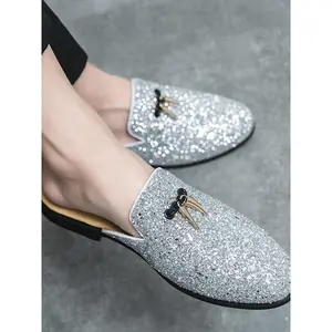 Men's Glitter Decorated Slip-on Mules, Casual Comfortable Breathable Mules, Fashionable Shoes for Daily Wear
