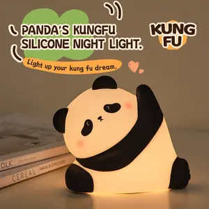 Panda Silicone Night Light, 3-Level Dimmable Tap Control Lamp, Soft Glow Bedside Light, 4-8H Long-Lasting Ambient Light, USB Rechargeable Night Lamp for Bedroom, Living Room, - Perfect as Birthday & Wedding & Graduation Presents & Christmas Gifts