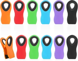 12 Pack Magnetic Chip Clips Bag Clips Food Bag Clips for Food Packages, Kitchen Clips with Magnet for Refrigerator, Plastic Assorted Colors Bag Clips for...