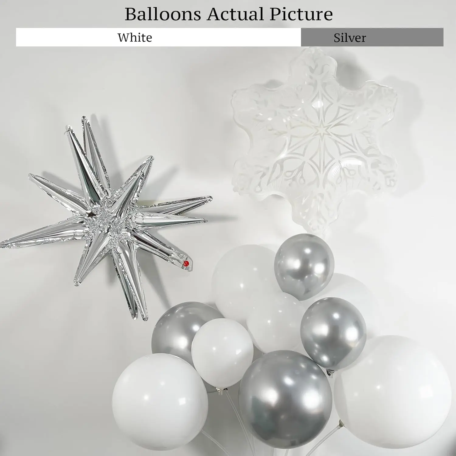 Metallic Silver And White Balloon Arch 128Pcs Winter Wonderland Snowflake Balloon Arch Perfect For Christmas Decor Snowman Birthday Parties, New Year,Princess Party, And Snowflake Party Decorations