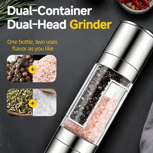Dual-head seasoning powder grinder with adjustable settings — pepper and sea salt kitchen grinder Utensils Modern