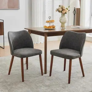 Gaomon Modern Leather-Upholstered Wingback Chairs Set of 2 - Curved Design, Thick Cushions, Wood Legs, Quick-Setup Kitchen & Dining Room Chairs