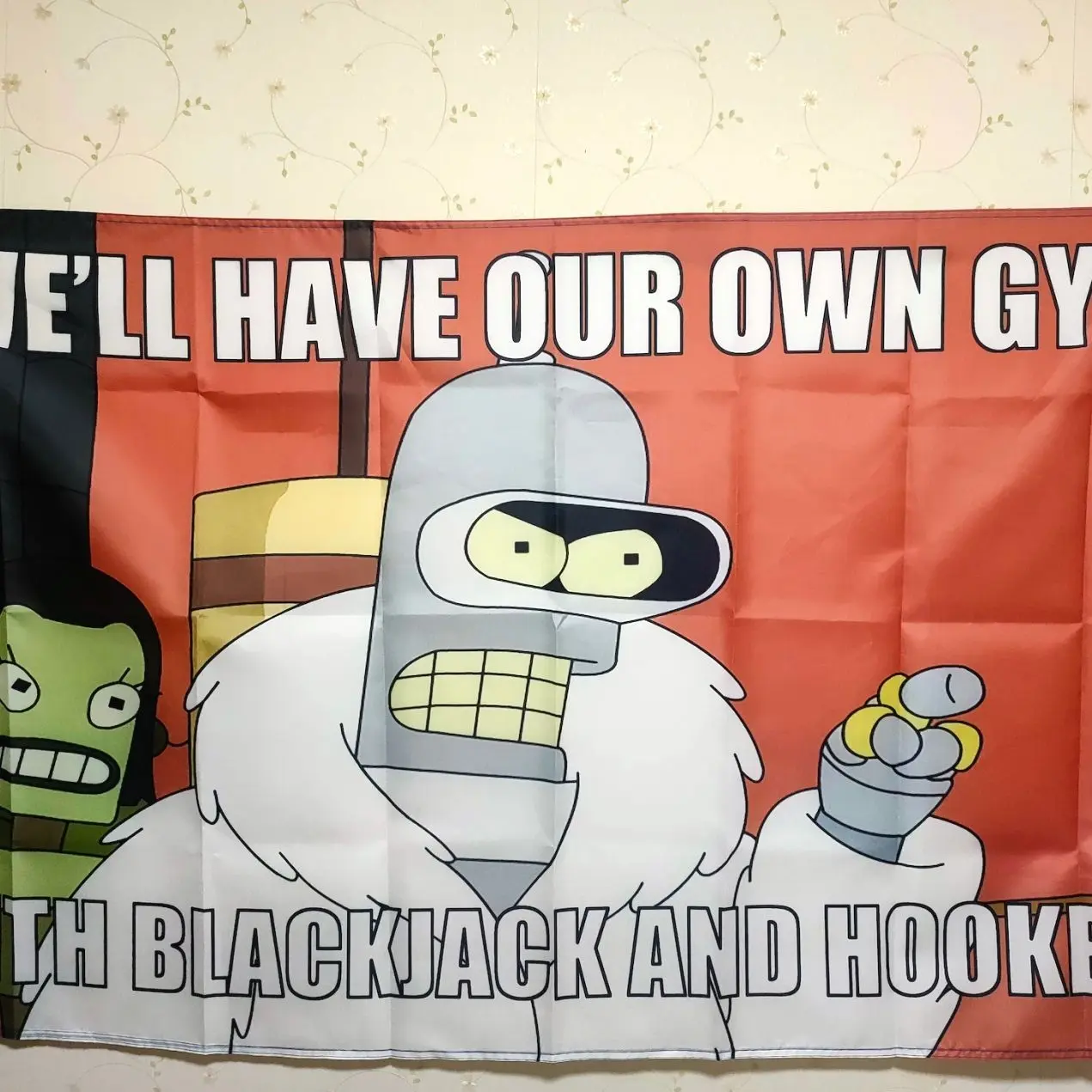 Futurama Bender Gym Flag Banner:  Tapestry Wall Art