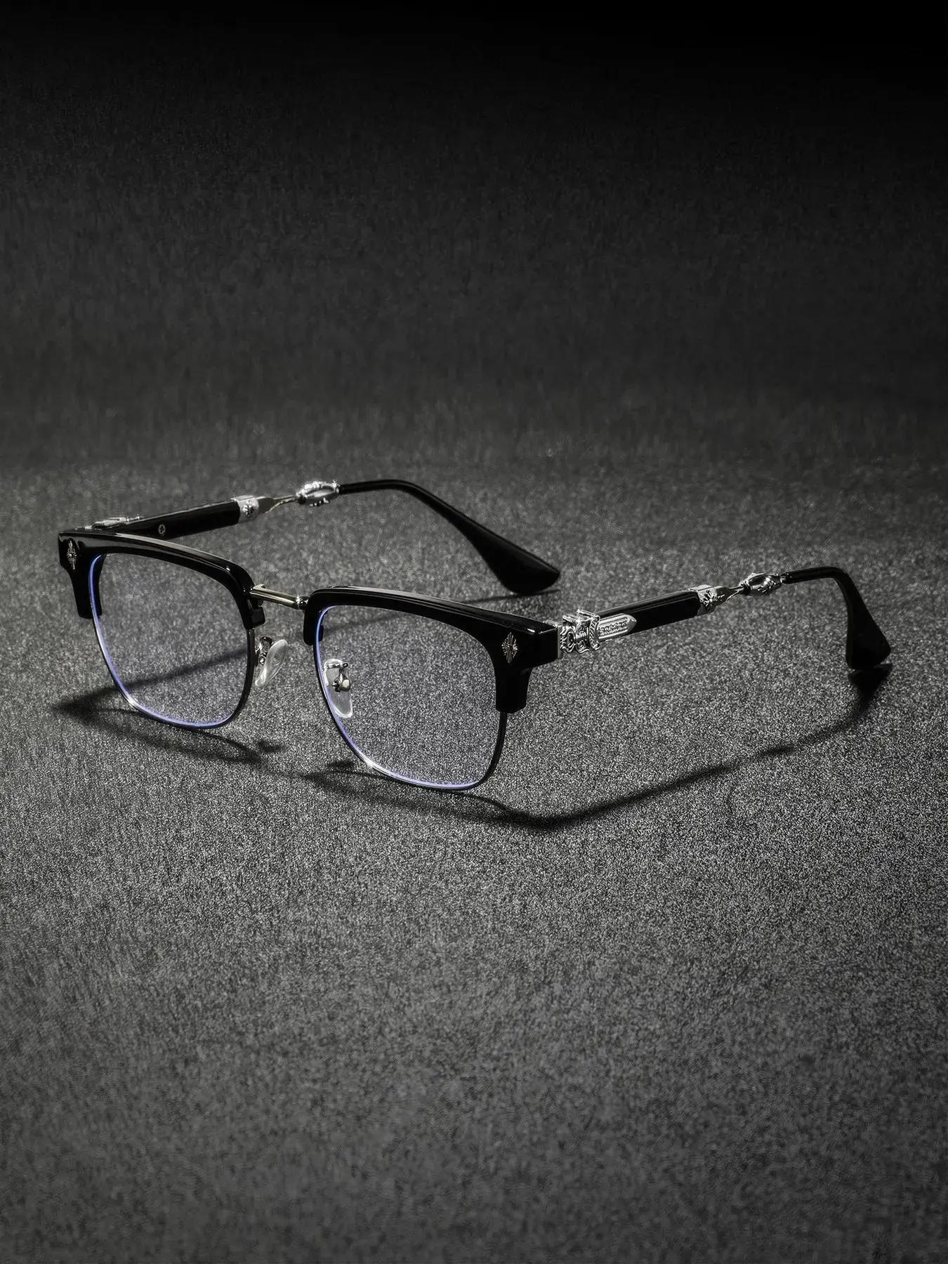 Men’s Metal Half Frame Glasses - Lightweight Retro Business Fashion Eyewear for Daily Wear