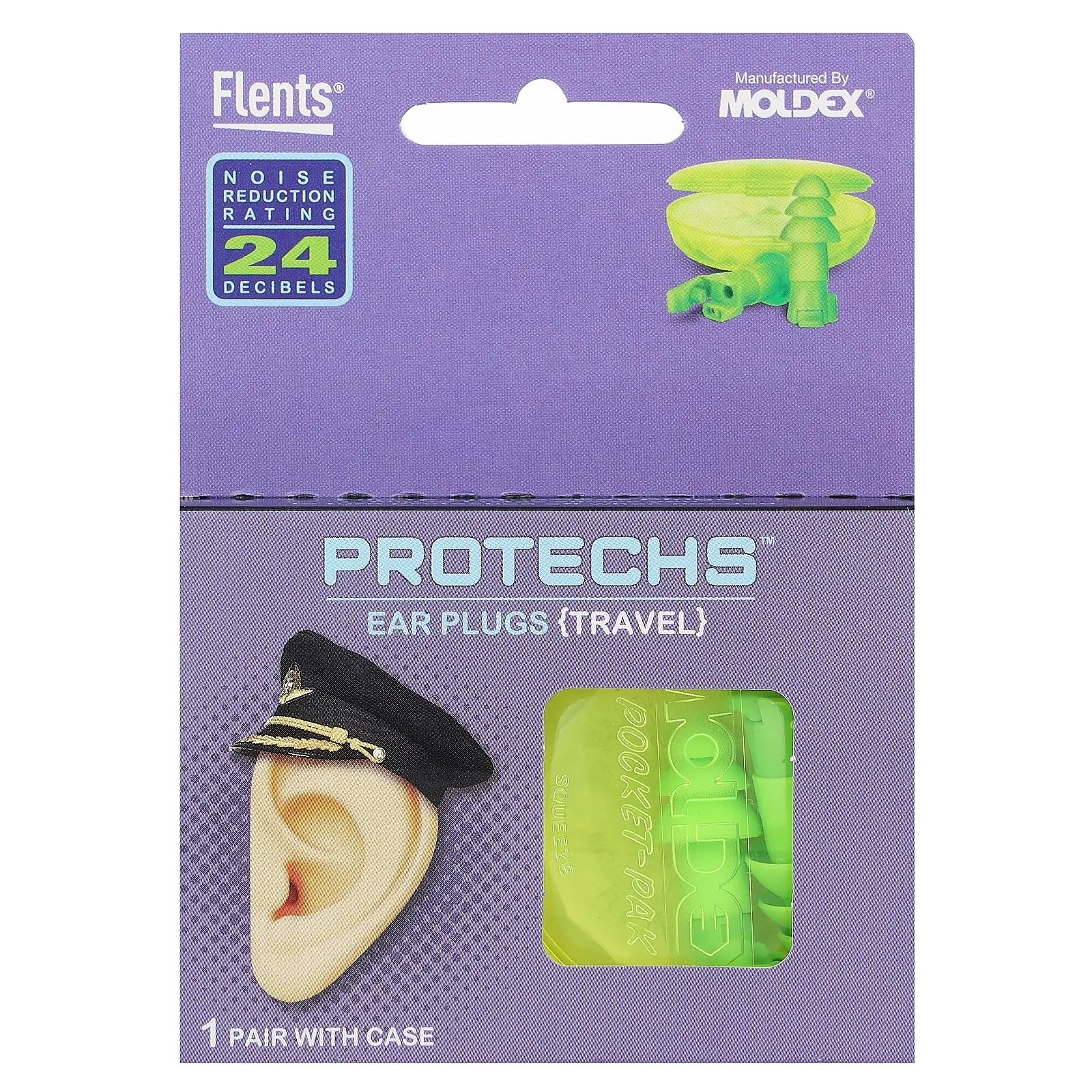 Flents Protechs, Ear Plugs, Travel, 1 Pair with Case Flents Protechs, Ear Plugs, Travel, 1 Pair with Case