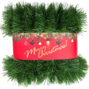 Christmas Tinsel Garland Green Ribbon Streamers for Party Decorations, Xmas Wreath with Ribbon for Wedding Home Christmas Tree