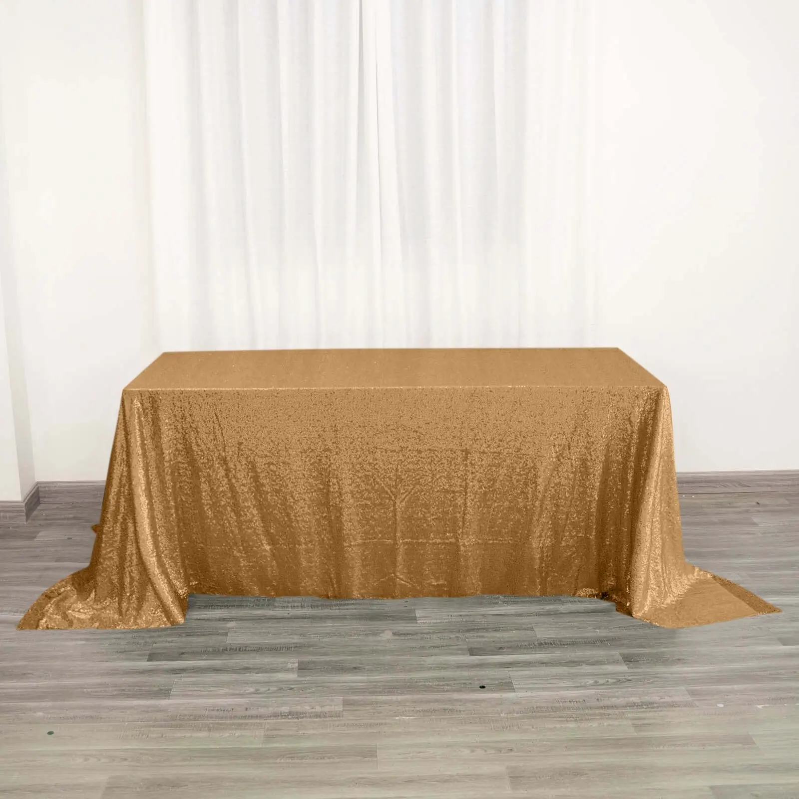 Gold Sequin Rectangle Tablecloth, 90"x132" Seamless Glittering Table Cover, Glam Decor for Weddings, Birthday Decorations & Formal Events