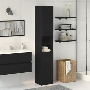 vidaXL Black Oak Bathroom Cabinet - 32x34x188.5 cm
