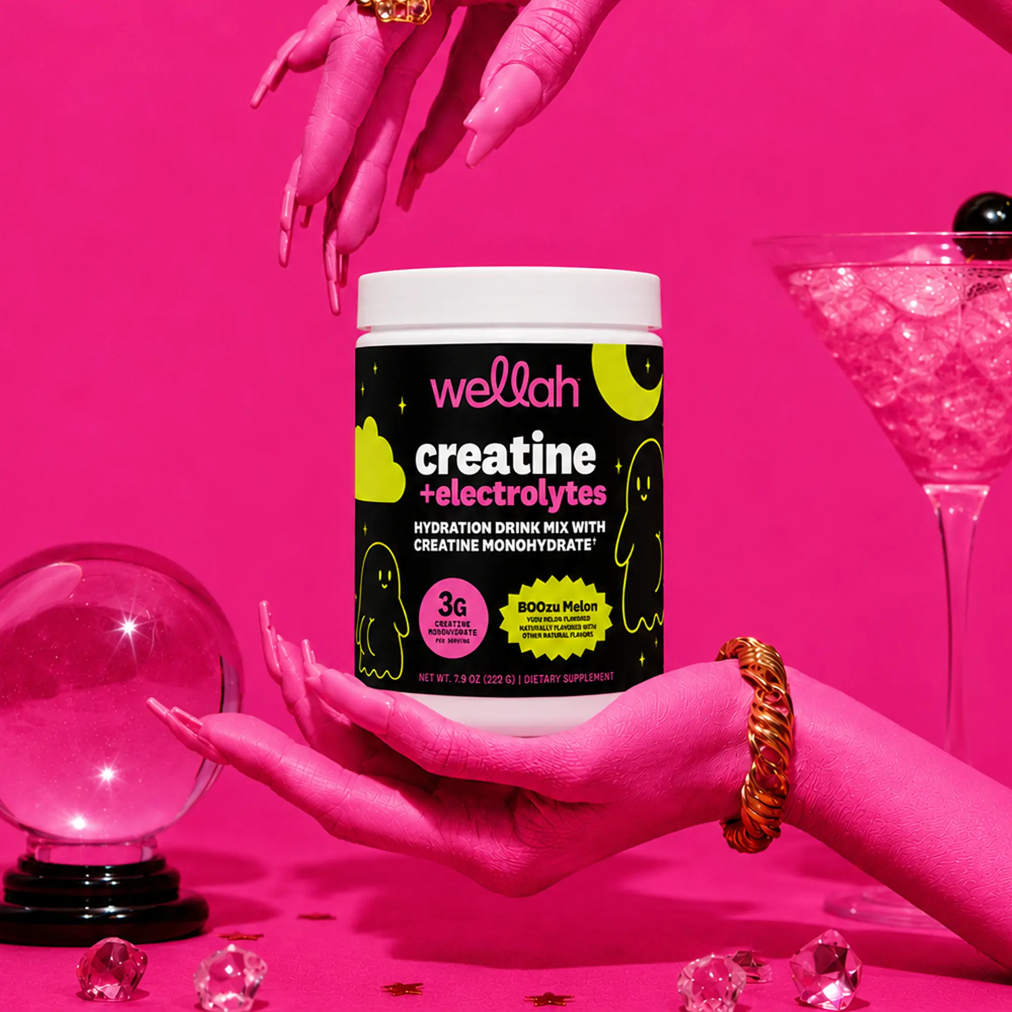 Wellah Creatine + Hydration | 3g Creatine Monohydrate & 1500mg Electrolytes Supplement | 30 Serving