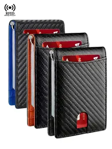 Synthetic Leather Slim Smart Wallet for Men Credit Card Holders Money Clips RFID Blocking Men Thin Bifold Money Bags Wallets for Men Women Small Short Purse Male，Gift
