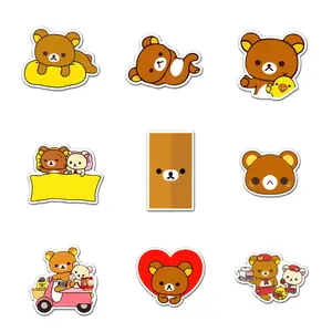 Rilakkuma Sticker Pack 9 PCS Vinyl, Art Car Wall Kid Phone Book Stickers, Funny Sticker Decal Decor