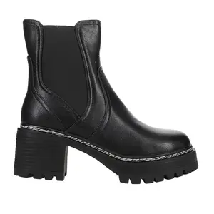 MIA Womens Torren Round Toe Platform Chelsea Casual Boots Ankle Mid Heel 2-3" - Black
