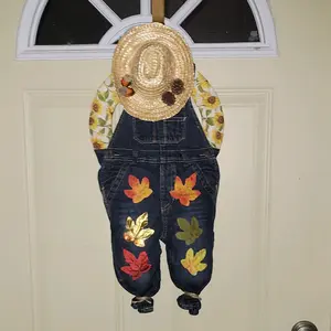 Handmade Scarecrow Wreath Decor Hanging Decoration for Autumn Season