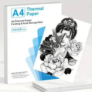 A4 Thermal Paper Fanfold Portable 8.27x11.69 Inches BPA-Free for Mobile Office Tattoo Stencils School Compatible with M08F Phomemo Brother PocketJet Auto Recognition