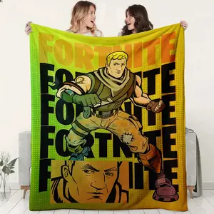 Anime Theme Flannel Blanket, Fortnite Jonesy Character Print, Soft Comfortable Large Size, Perfect Gift for All Seasons, Unique Design
