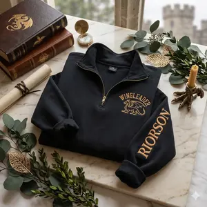 Wingleader Embroidered Quarter Zip Sweatshirt, Fourth Wing Inspired Riorson Shirt, Dragon Rider Sweater, Book Lovers Shirt, Dragon Crewneck