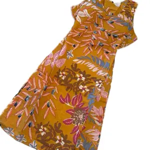 Long Traditional Kurti with Criss Cross Back Floral Print Women's Fashion in Cotton Fabric