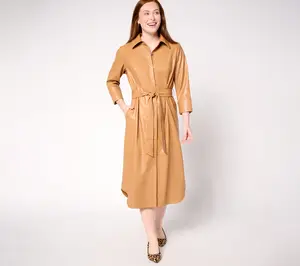 Carla Rockmore Collection Regular Faux Leather Lady Shirtdress