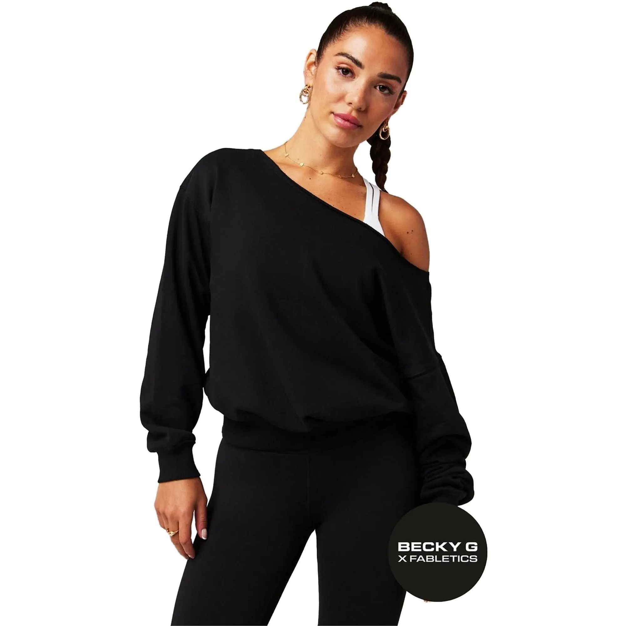 Fabletics Women's Year Round Terry Off Shoulder Sweatshirt