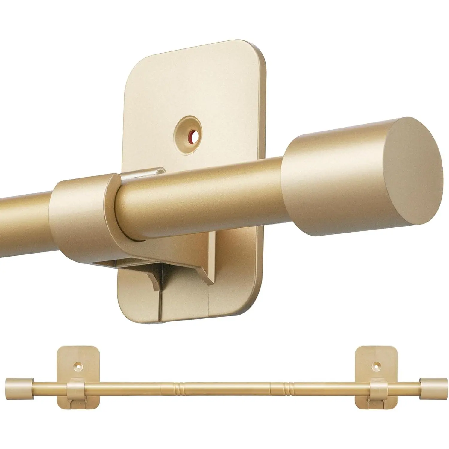 Rods No Drilling for Windows 30 to 60 Inch, 5/8" Gold Rod, Renter-friendly with Brackets for-free Installation.