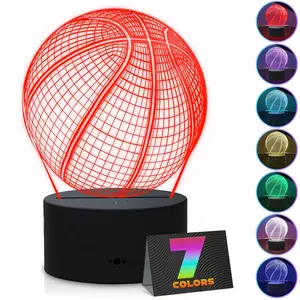 3D Optical Illusion Light Basketball Lamp - 7 Color Basketball Night Light for Boys Room Decor for Teen Boys Lamps With Multiple Lights - Basketball Led Lamp Basketball Desk Decor Basketball Light