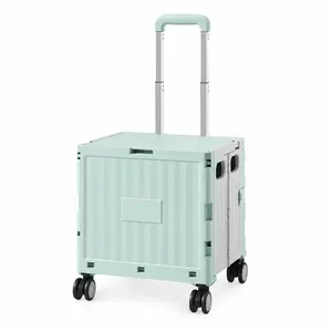 Four-Wheel Foldable Reusable Multifunctional Handcart with Lid and collapsible Basket, 360° Rotating, Pet-Friendly, for Supermarkets, Offices, Teachers, Travel, Luggage heavy duty Storage — Pink utility cart organizer Grocery Trolley bread