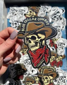 Blue Collar Cowboy Sticker, Lineman Sticker , Hard Hat Sticker, Blue Collar Stickers, Weatherproof Vinyl