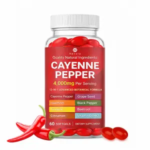 Cayenne Pepper Supplement - 60 Softgels - Supports Leg Vein, Heart and Blood Vessel Health, with Vitamin E D3+K2 and Extracts of Grape Seed, Hawthorn, Beetroot, Berberine