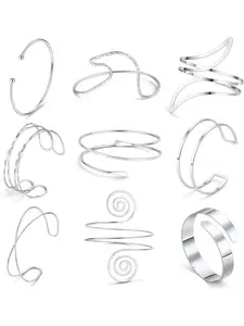 9Pcs Gold Arm Cuff Jewelry for Women Upper Arm Cuff Bracelets Bangle Armlet Adjustable Armband Cuff Bracelet Set Jewelry