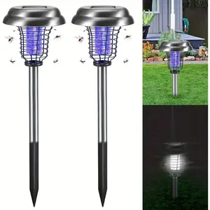 2 Pcs Solar Bug Zapper Outdoor, Mosquito Zapper Outdoor Mosquito Killer for Bug Gnat Fly Small Flying Insect Mosquito Repellent for Patio Yard Garden Farm