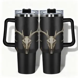 1pc Insulated Tumbler Stainless Steel Water Bottle Deer Skull Antler Designs, Leakproof Large Capacity (40oz/30oz/22oz/20oz/14oz), Needed for Gym, Hiking, Travel Ideal Birthday Christmas Gift