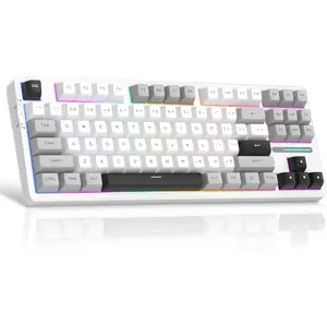 LIGHT87  Creamy Keyboard, 80% Gasket Hot Swappable Custom Mechanical Keyboard, Tri-Mode 2.4G/USB-C/BT5.0 RGB Backlit Gaming Keyboard for Win//PC, 8000mAh , PBT Keycaps, Grey