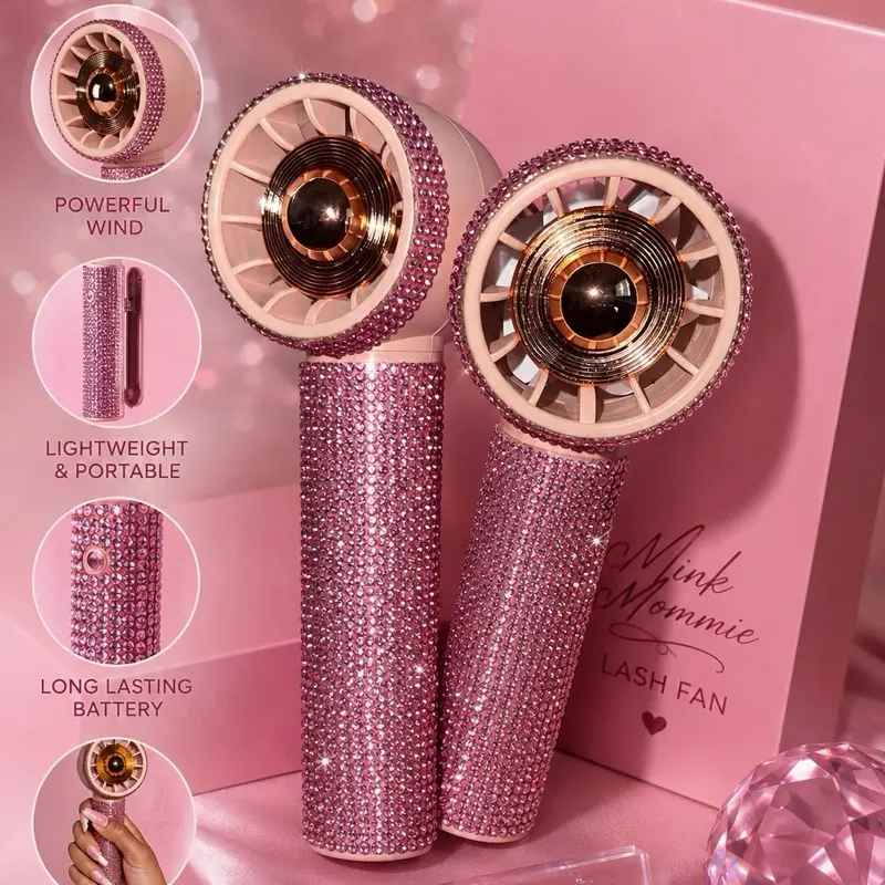 Rhinestone fan Luxury pink