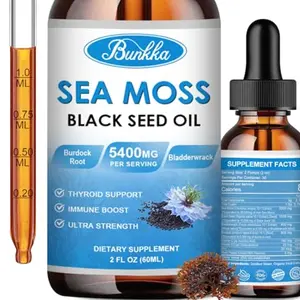 Sea Moss Black Seed Oil Drops 5400mg Strength for General Wellness Support, Natural Herbal Supplement 2 Fl Oz
