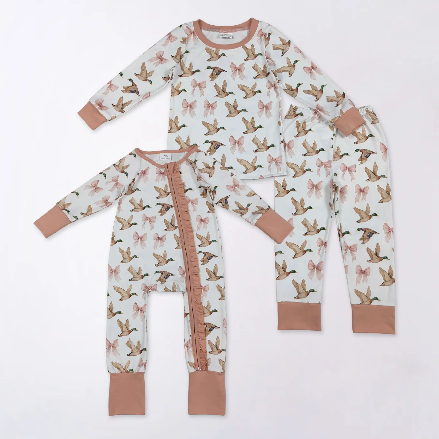 Girls' 2-Piece Pajama Set, Cozy Hunting Print Sleepwear with Deer & Mallards, Comfortable Fit for Baby & Toddlers, Snug Fitting Sleepwear