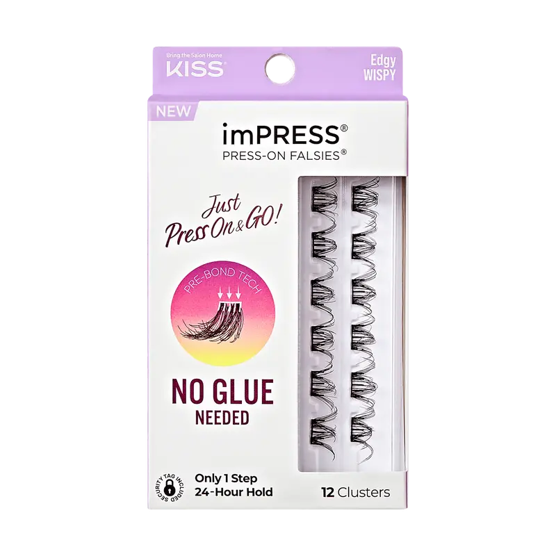 Impress Falsies Pre-Glued False Eyelashes Minipack - Edgy | 12 Lash Clusters, 14mm-16mm