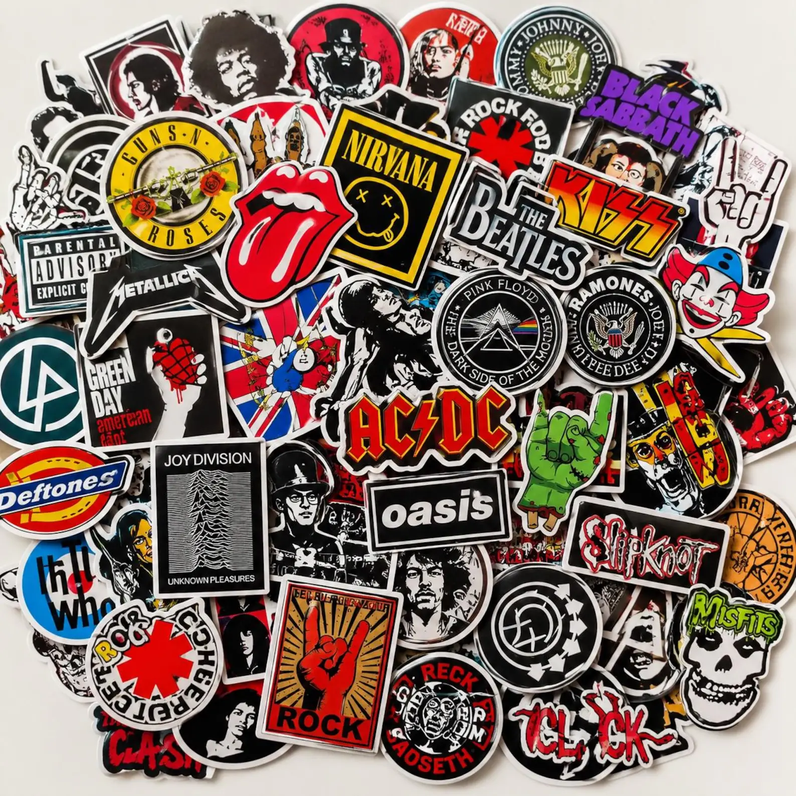 50/100 PCS Rock Band Stickers Pack, Waterproof Vinyl Music Decals for Laptop, Water Bottle, Guitar, Skateboard and Luggage Pop Metal Punk