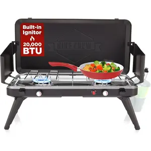 Hike Crew 2-Burner Gas Camping Stove - 20,000 BTU Propane Portable Grill with Igniter