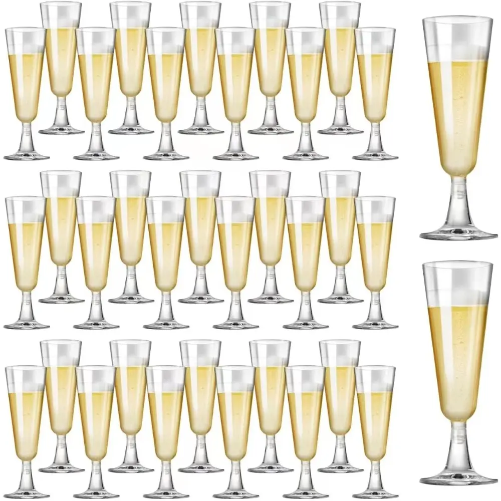 40 Pack Plastic Champagne Flutes-5.5 Oz Disposable Champagne Glasses, Clear Plastic Mimosa Glasses for Wedding, Engagement, Birthday, Graduation Decorations - 2025 Party Supplies
