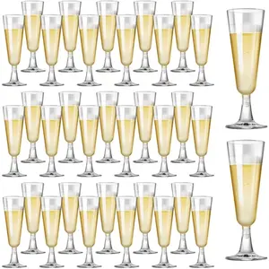 40 Pack Plastic Champagne Flutes-5.5 Oz Disposable Champagne Glasses, Clear Plastic Mimosa Glasses for Wedding, Engagement, Birthday, Graduation Decorations - 2025 Party Supplies