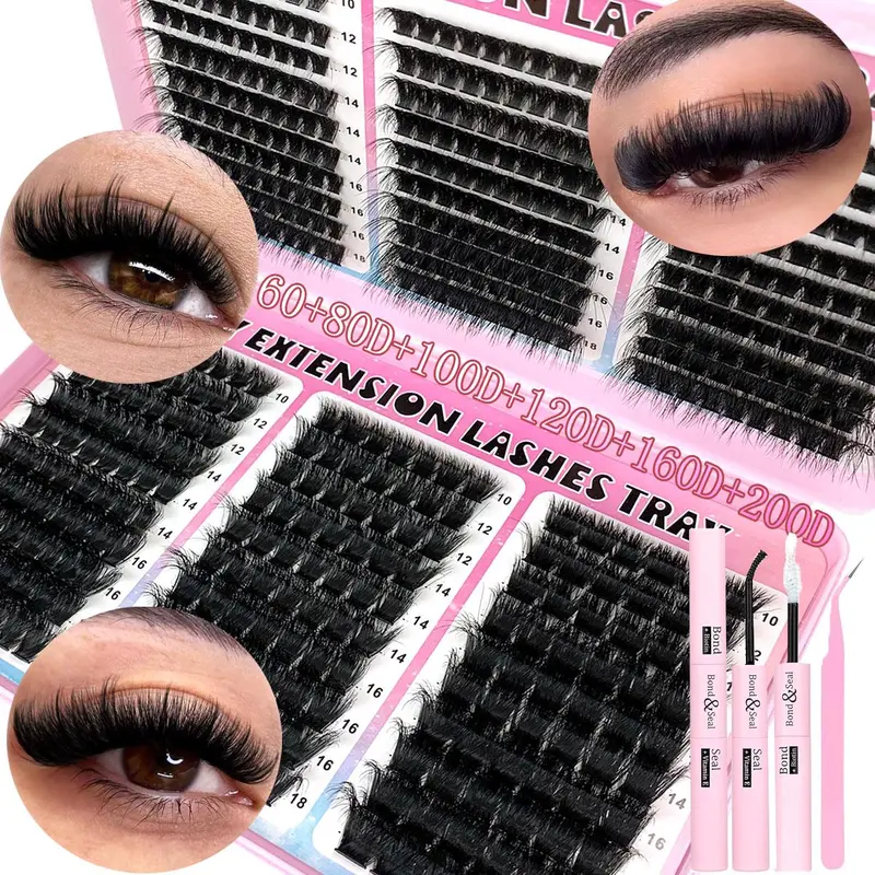 Mixed Length Individual Kit, 0.07mm D Curl 10-18mm Length Lash Extensions, Fluffy Volume Eyelashes, False Eyelashes Extensions, Eye Makeup Enhancement Tool for Women & Girls, Diy Volume Eyelashes, Cosmetic, Voluminous False Eyelashes