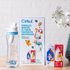 Cirkul Water Bottle. Cirkul 22oz Plastic Water Bottle Starter Kit with Blue Lid and 2 Flavor Cartridges (Fruit Punch & Mixed Berry) Drinkware Bottled Reusable Washable Portable