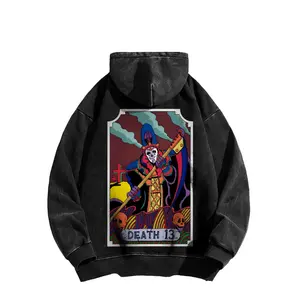 Tarot cards Death 13- “JOJO's Bizarre Adventure”Death 13 American Style Washed Hoodie, Regular Fit, Men's Washed Hoodie, Street Style Top.