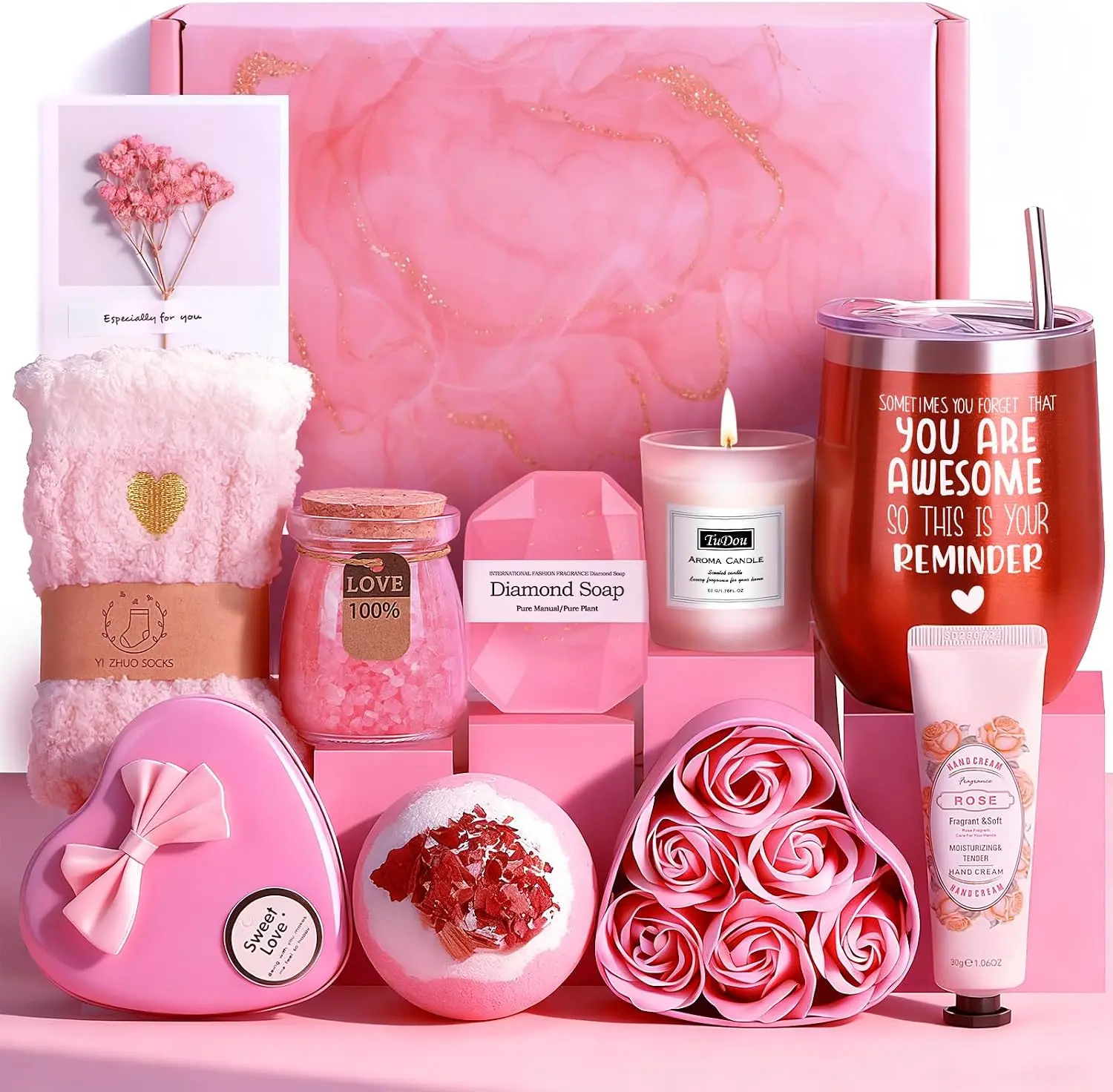 Luxury Women's Birthday Gift Set - Unique Body Care Self-Care Relaxation Spa Bath Package, Pamper Hamper for Mum, Home & Festive Party Supplies Get Well Soon Present