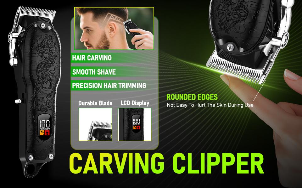 LQT All-In-One Black Dragon Men's Hair Cutting Kit, Cordless Rechargeable Grooming Set with Smart LCD Screen, Complete Home Barber Kit with Full Accessories, Save Money on Barbers for DIY Haircuts & Styling