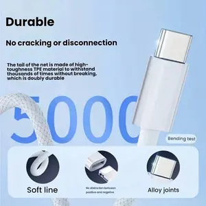 Quick Charge Lightning to Type-C Adapter, Durable Braided Cable Converter, Compatible with iPhone 17/16/15, Ideal Spring Birthday Gift