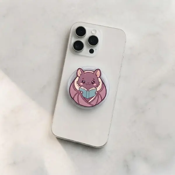 Cute Book Bat Reading MagSafe Phone Grip, Adorable Spooky Reader PopSocket, Aesthetic Animal Bookish Accessory, Kawaii Library Bat Gift, BookTok Merch