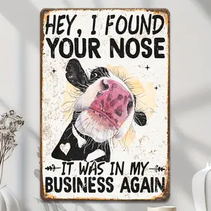 Classic Cow Design Vintage Metal Sign Humorous Wall Hanging Iron Plaque for Bedroom Garage Porch Cafe Bar Farmhouse No Electricity Needed Decorative Art garage use wall art sign durable iron wall art metal wall sign Vintage Metal Tin Sign 