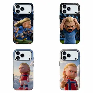 Cute Cartoon Haaland Football Star Print Phone Case, Stadium Soccer Full Print Shockproof Cellphone Casing, Sports Fan Trendy Aesthetic Shell for iPhone11 12 13 14 15 1617pro max and Samsung S21-S26 .Perfect for Her/HimGirly Phone Caseslovely stylish gift