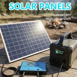 Portable Solar Panel with 50A/80A/100A Controller, 1 Set 10W Solar Panel Charger, Outdoor Solar Panel Kit for Mobile Power, Camping, Hiking, Car, Boat, Phone, Monitoring